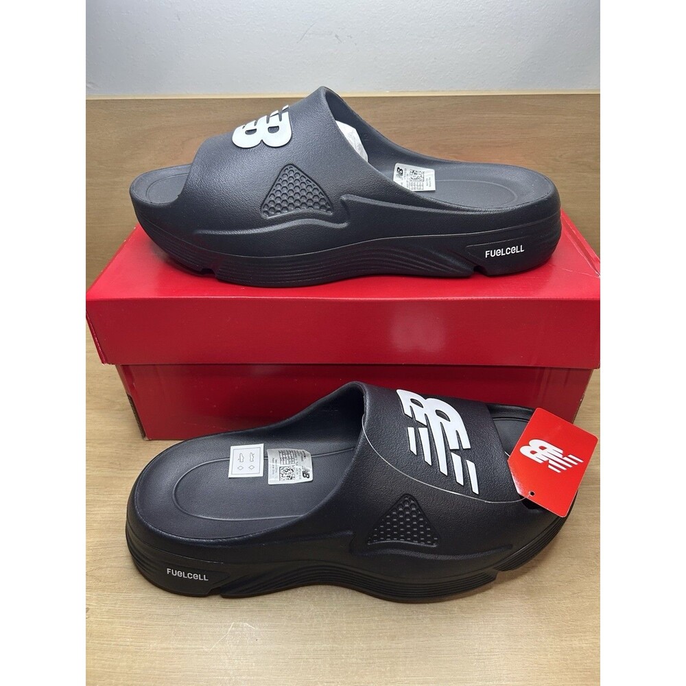New Balance FuelCell Men's Slide Sandals Black Comfort Logo US 12 EU 46.5